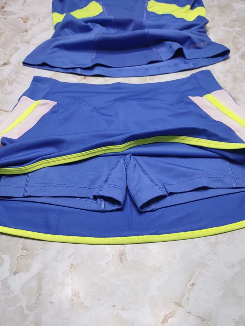 Nike Dri-Fit Blue & Neon Yellow Tennis Tank and Skort Set